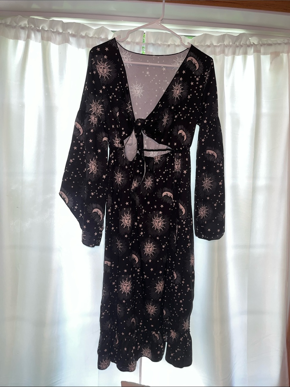 SHEIN Black Midi Dress with Cream Celestial Print-never worn